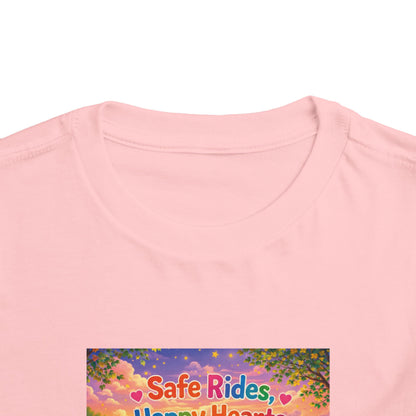 Lani™ Toddler Short Sleeve Tee – "Safe Rides, Happy Hearts" Graphic