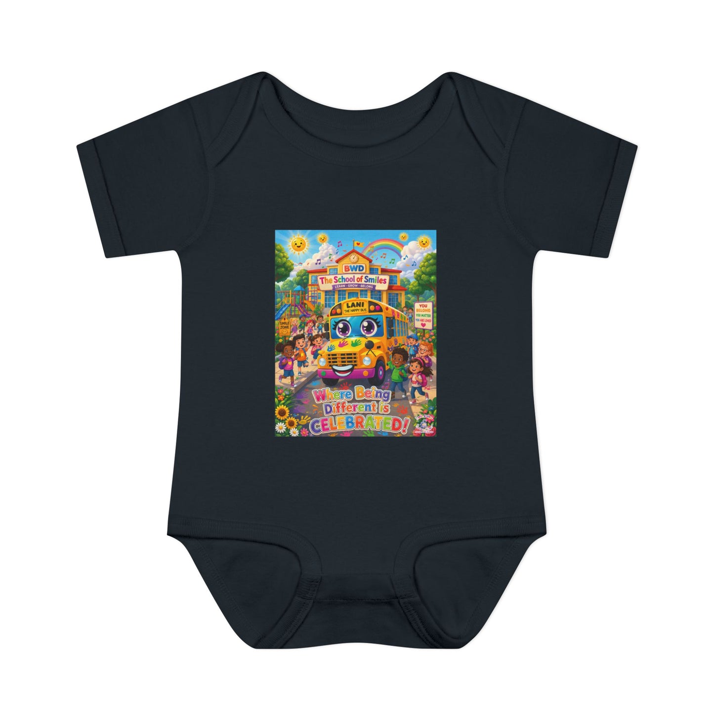 Lani™ Infant Baby Rib Bodysuit – "Where Being Different is CELEBRATED!" Graphic