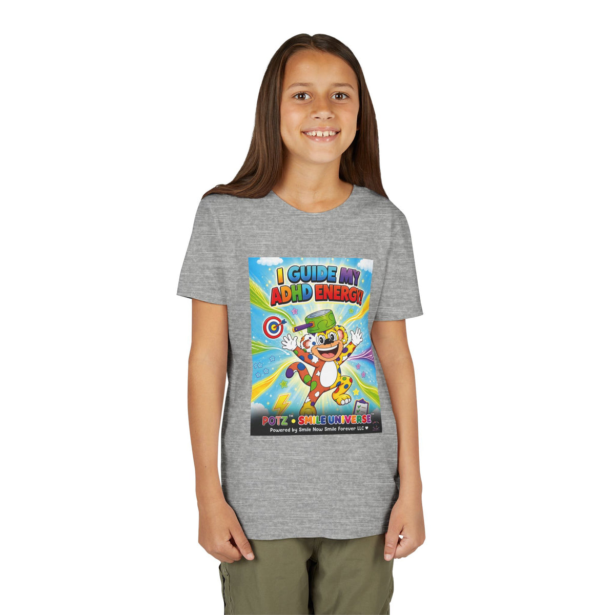 Potz™ Youth Short Sleeve Tee – "I Guide My ADHD Energy!" Graphic Tee | Smile Universe Collection