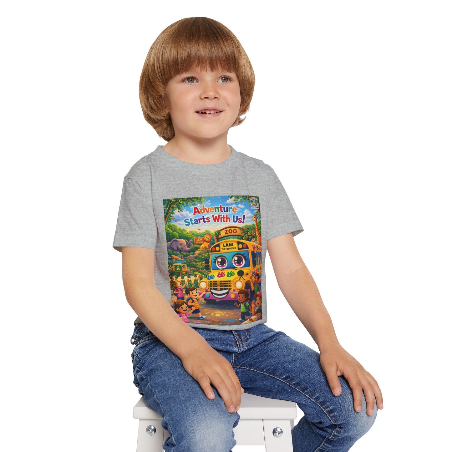 Lani™ Heavy Cotton™ Toddler T-Shirt – "Adventure Starts With Us!" Graphic