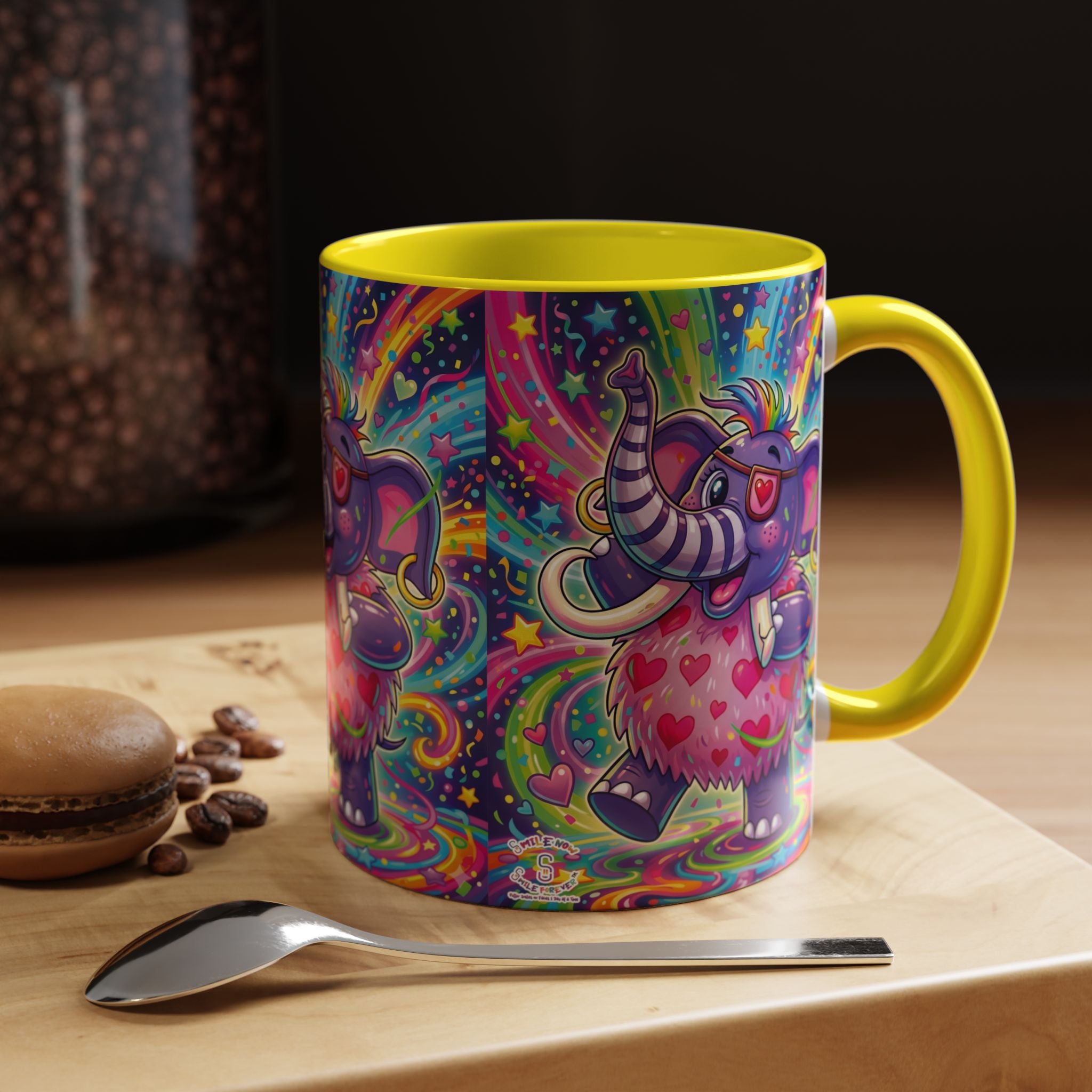 Piklez™ 11oz, 15oz Accent Coffee Mug – "Born to Celebrate!" Graphic | Smile Universe Collection
