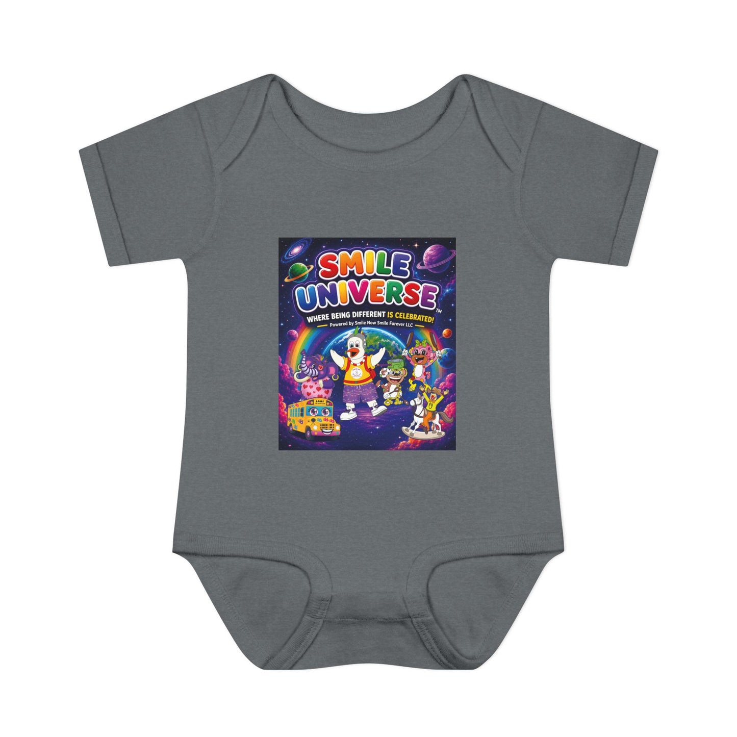Smile Universe™ Infant Baby Rib Bodysuit – "Where Being Different is CELEBRATED!" Graphic