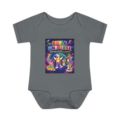 Smile Universe™ Infant Baby Rib Bodysuit – "Where Being Different is CELEBRATED!" Graphic