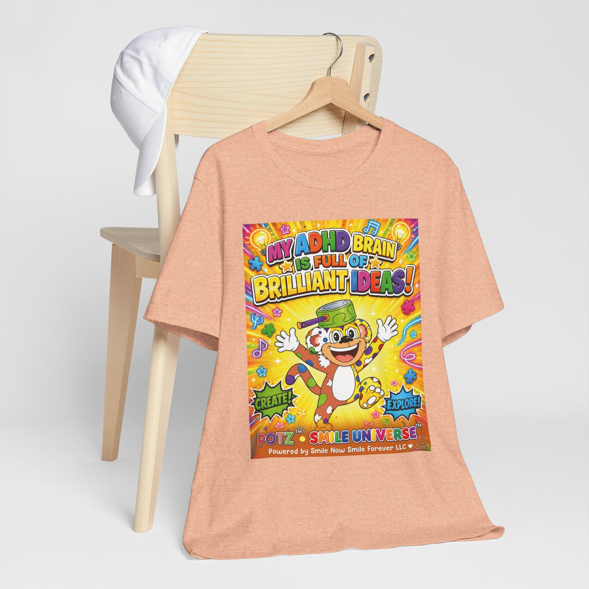 Potz™ Unisex Jersey Short Sleeve Tee – "My ADHD Brain is Full of Brilliant Ideas!" Graphic Tee | Smile Universe Collection