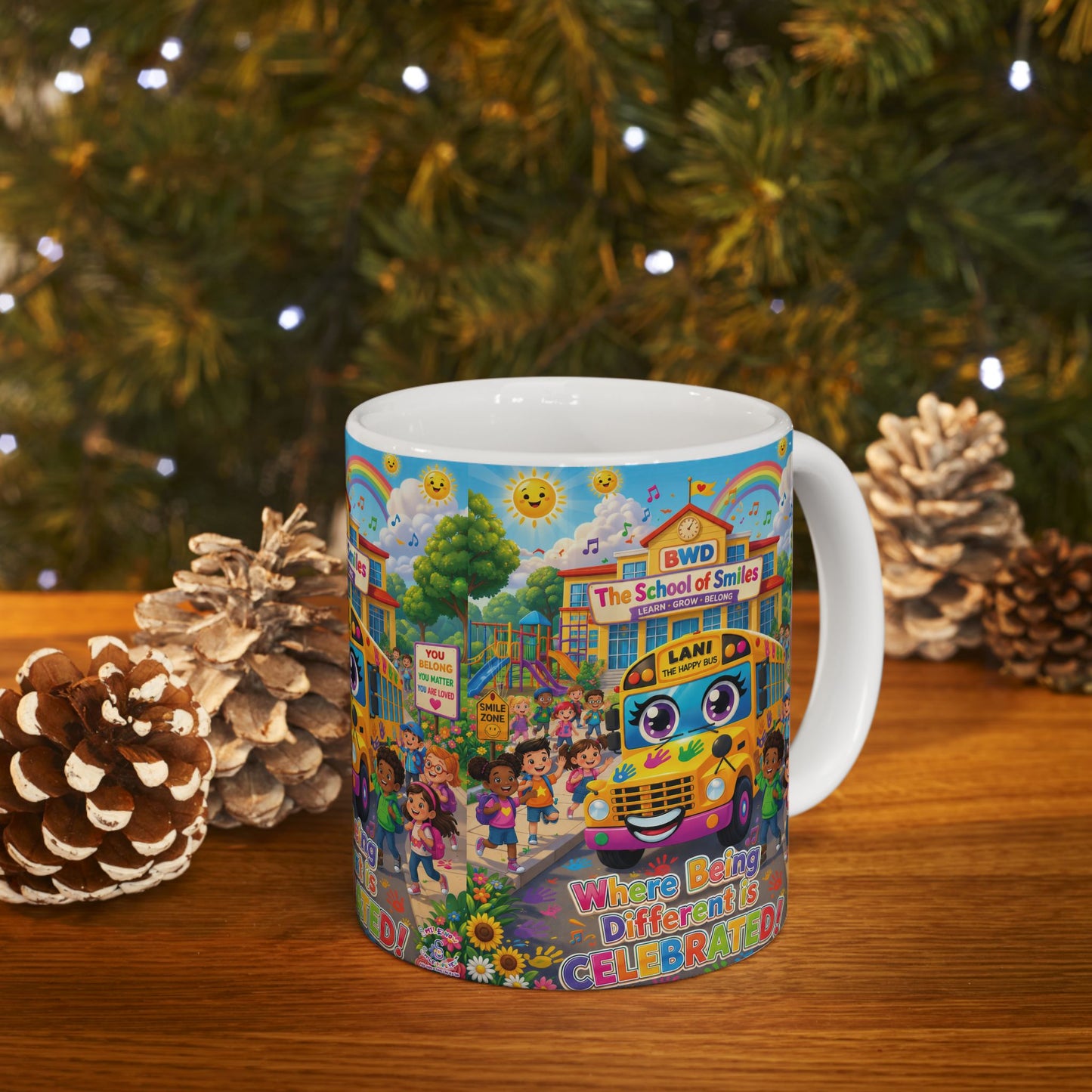 Lani™ Ceramic Mug (11oz & 15oz) – "Where Being Different is CELEBRATED!" Graphic