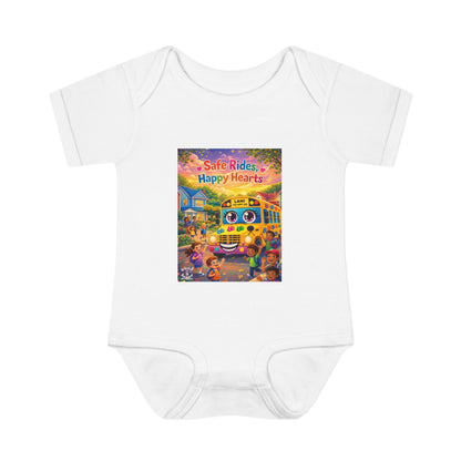 Lani™ Infant Baby Rib Bodysuit – "Safe Rides, Happy Hearts" Graphic