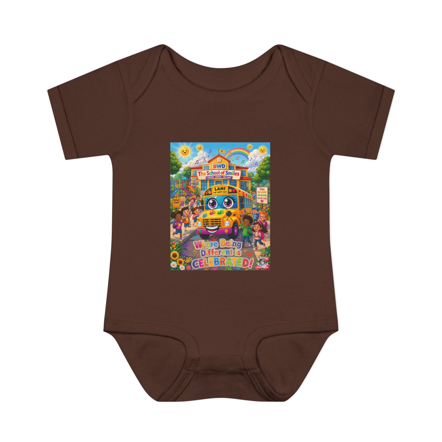 Lani™ Infant Baby Rib Bodysuit – "Where Being Different is CELEBRATED!" Graphic