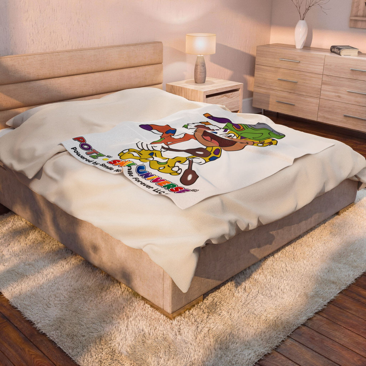 Potz™ Velveteen Plush Blanket – Playful Graphic Throw | Smile Universe Collection