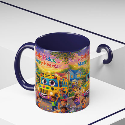 Lani™ Accent Coffee Mug (11oz & 15oz) – "Safe Rides, Happy Hearts" Graphic