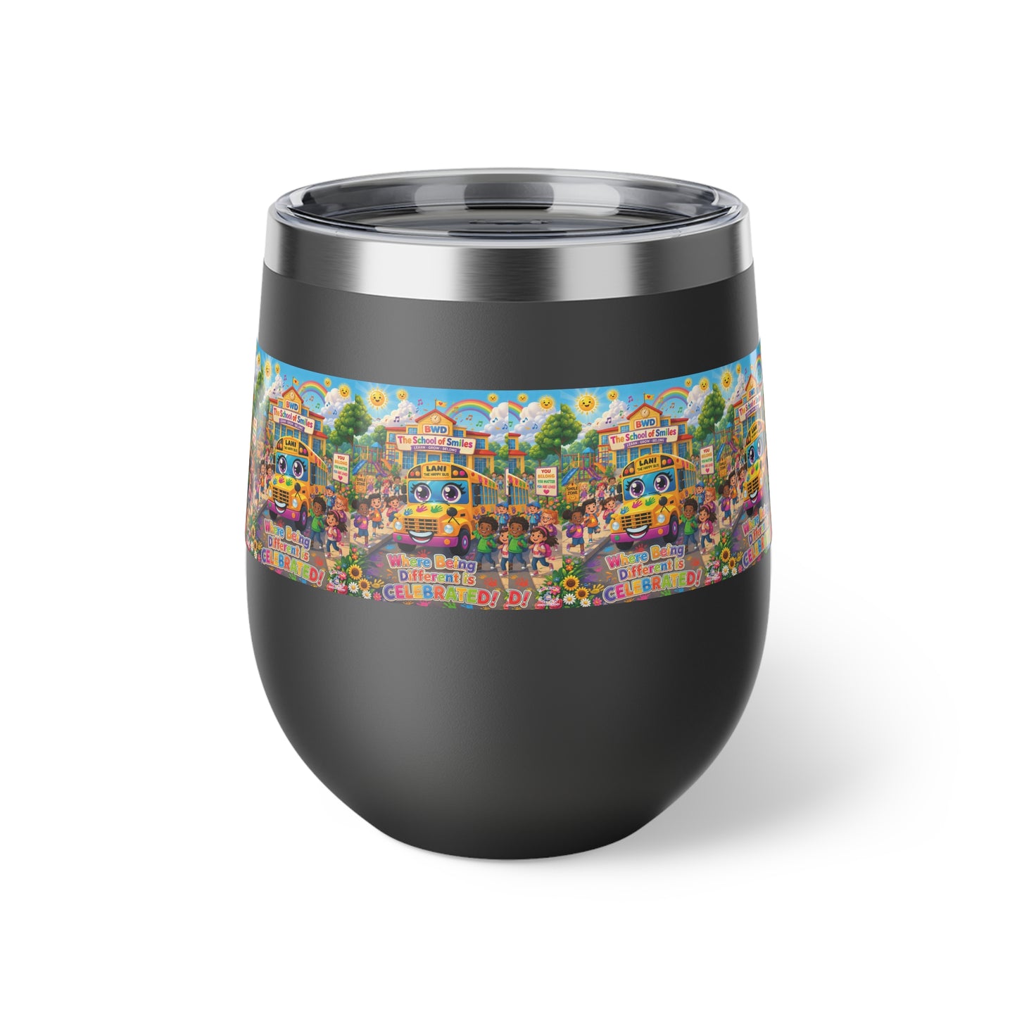 Lani™ 12oz Copper Vacuum Insulated Cup – "Where Being Different is CELEBRATED!" Graphic
