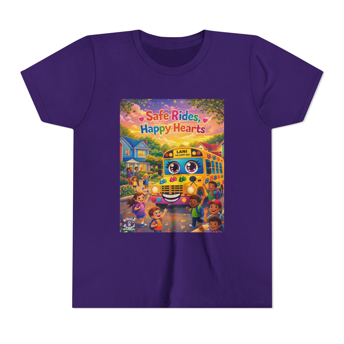 Lani™ Youth Short Sleeve Tee – "Safe Rides, Happy Hearts" Graphic