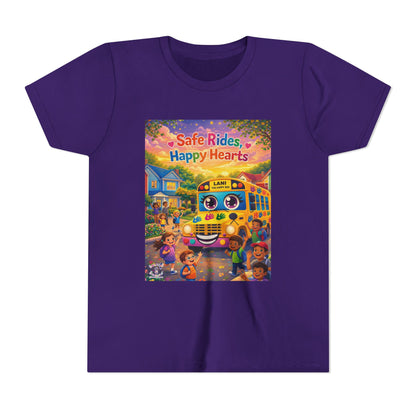 Lani™ Youth Short Sleeve Tee – "Safe Rides, Happy Hearts" Graphic