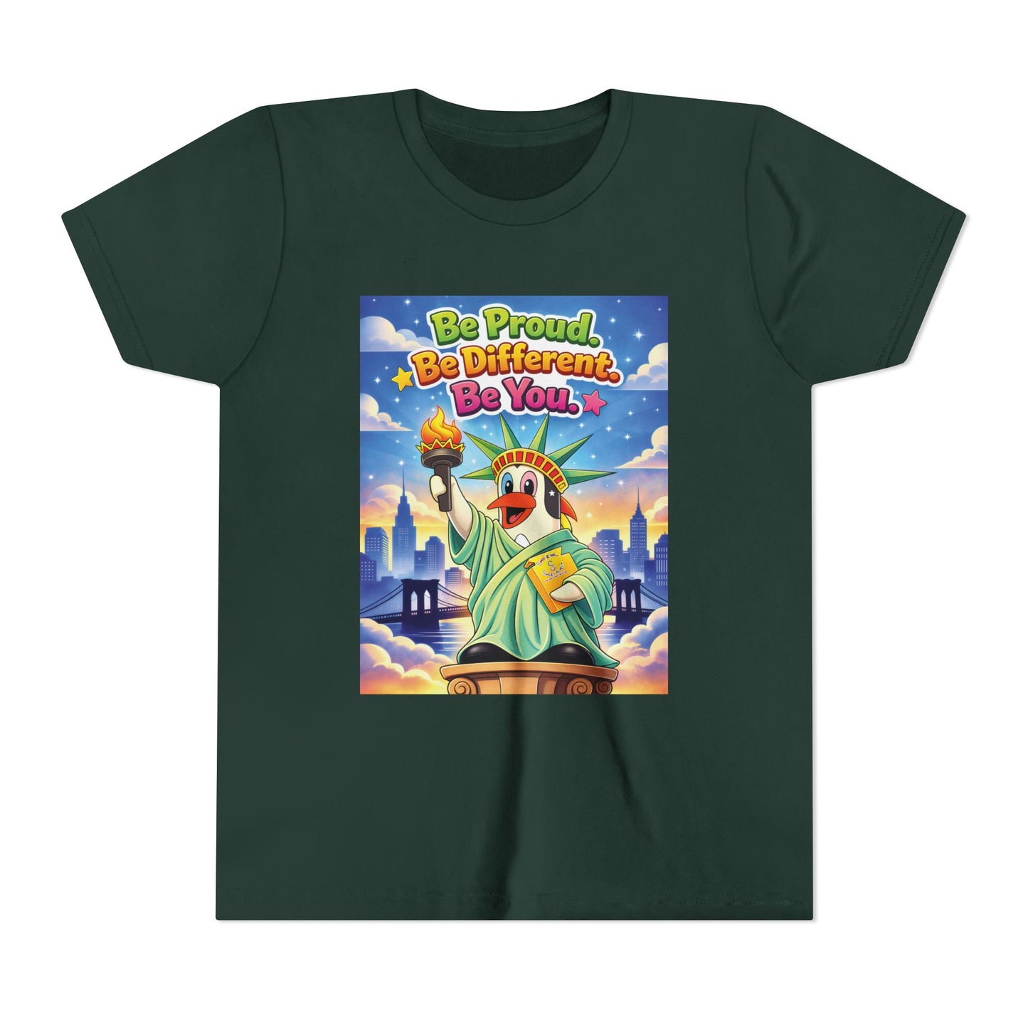 TuBz™M "Be Proud. Be Different. Be You." Kids T-Shirt - Inspirational Graphic Tee