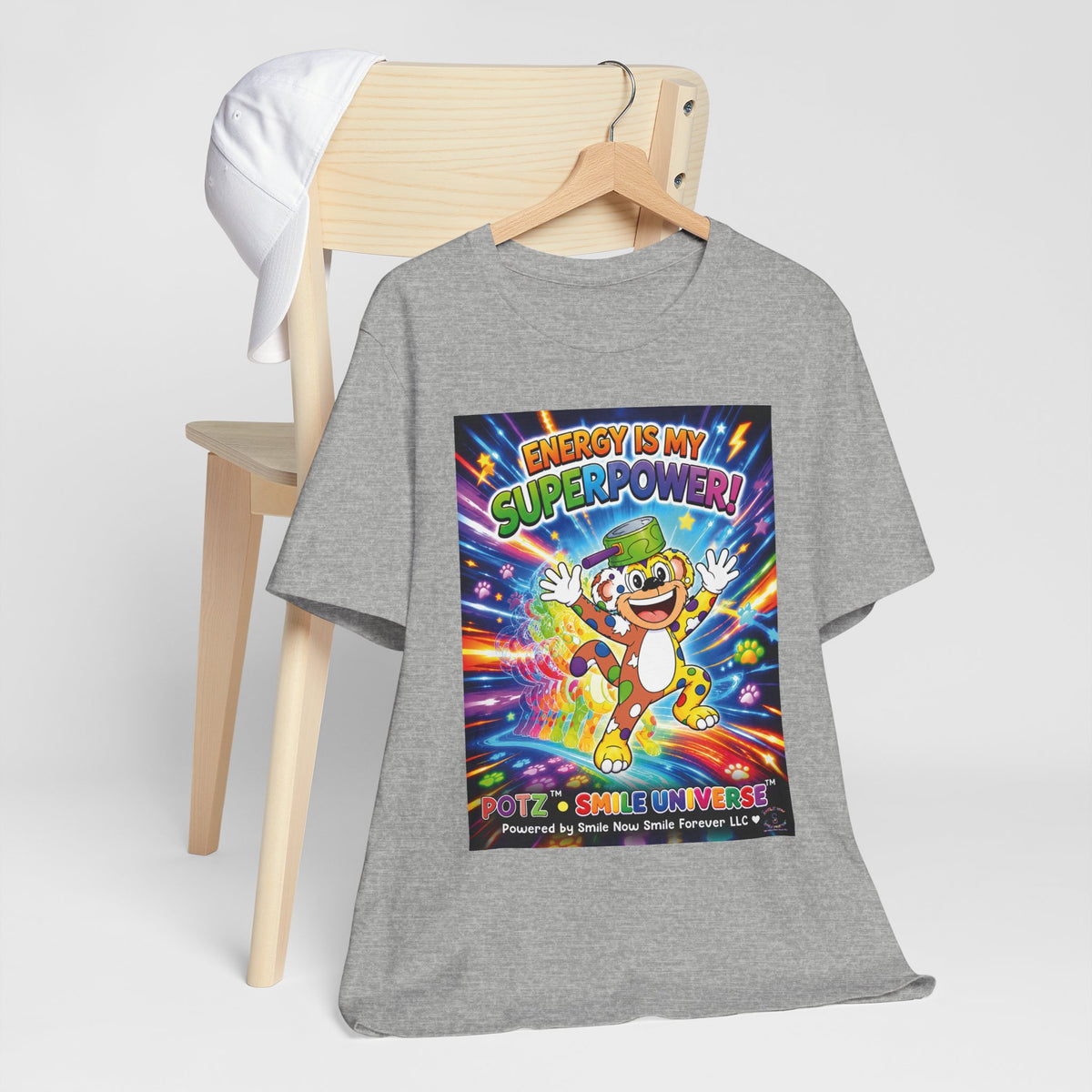 Potz™ Unisex Jersey Short Sleeve Tee – "Energy is My Superpower!" Graphic Tee | Smile Universe Collection