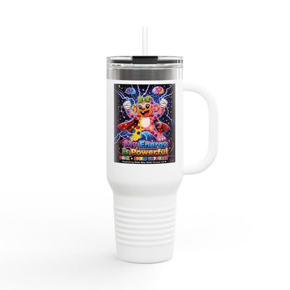 Panz™ Insulated Travel Mug 40oz – "My Energy is Powerful" Graphic Tumbler | Smile Universe Collection