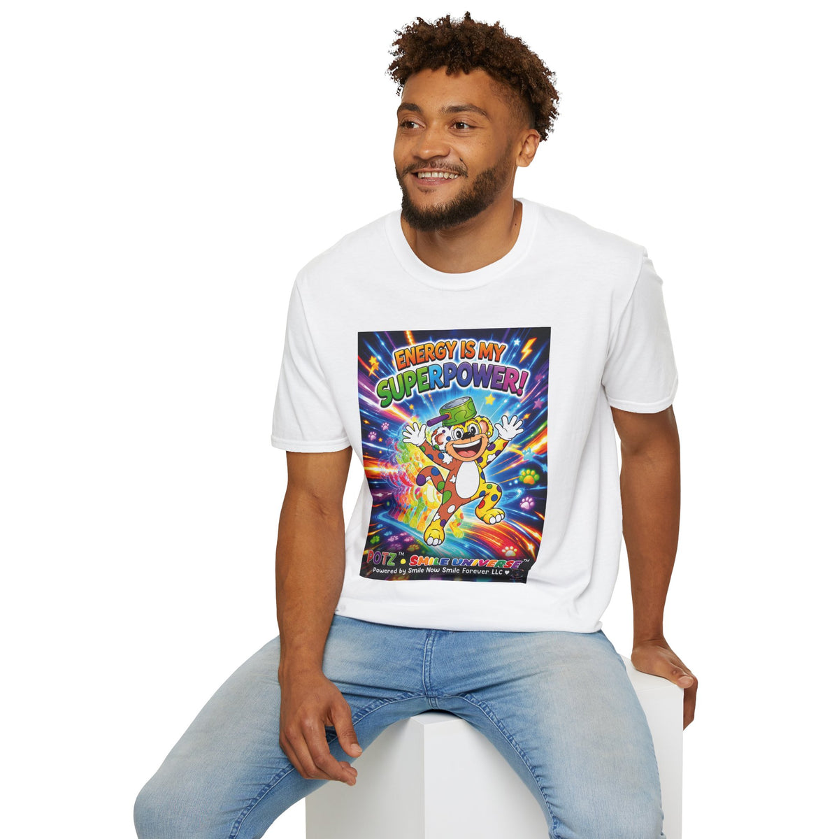 Potz™ Unisex Softstyle T-Shirt – "Energy is My Superpower!" Graphic Tee | Smile Universe Collection