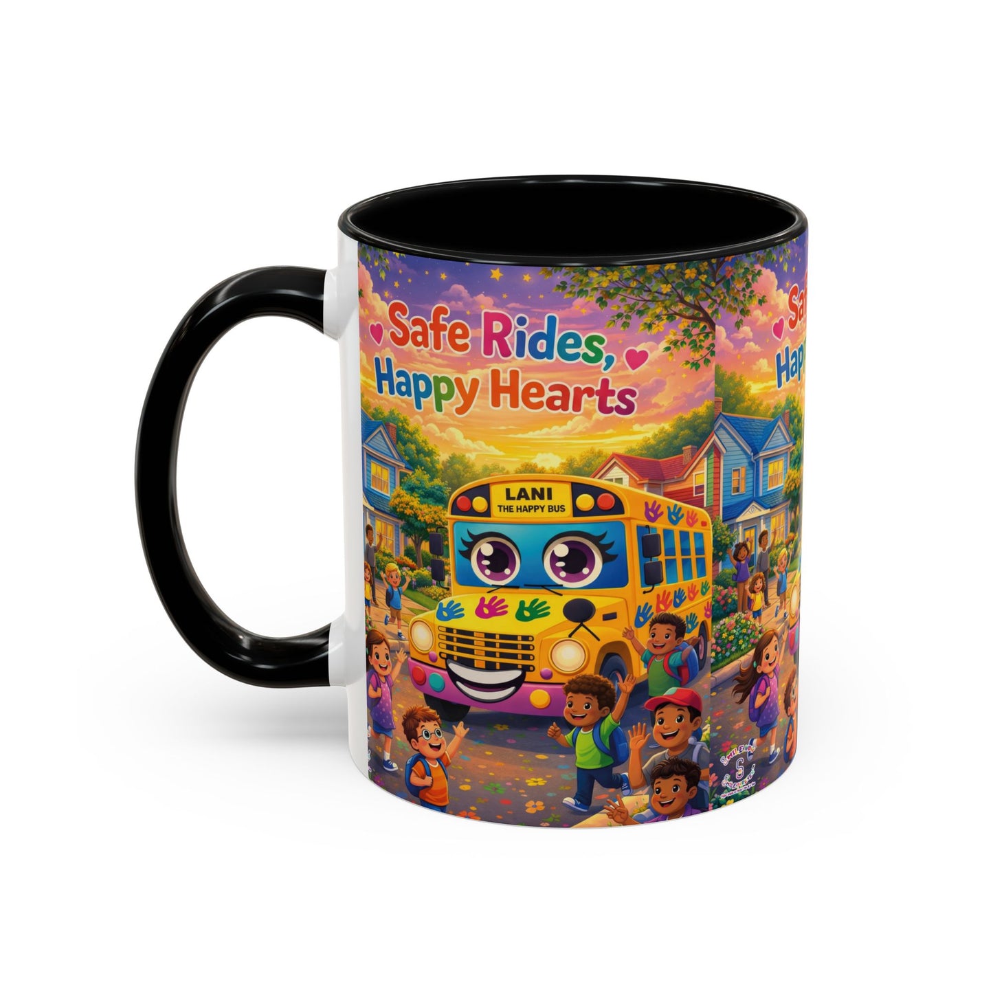 Lani™ Accent Coffee Mug (11oz & 15oz) – "Safe Rides, Happy Hearts" Graphic