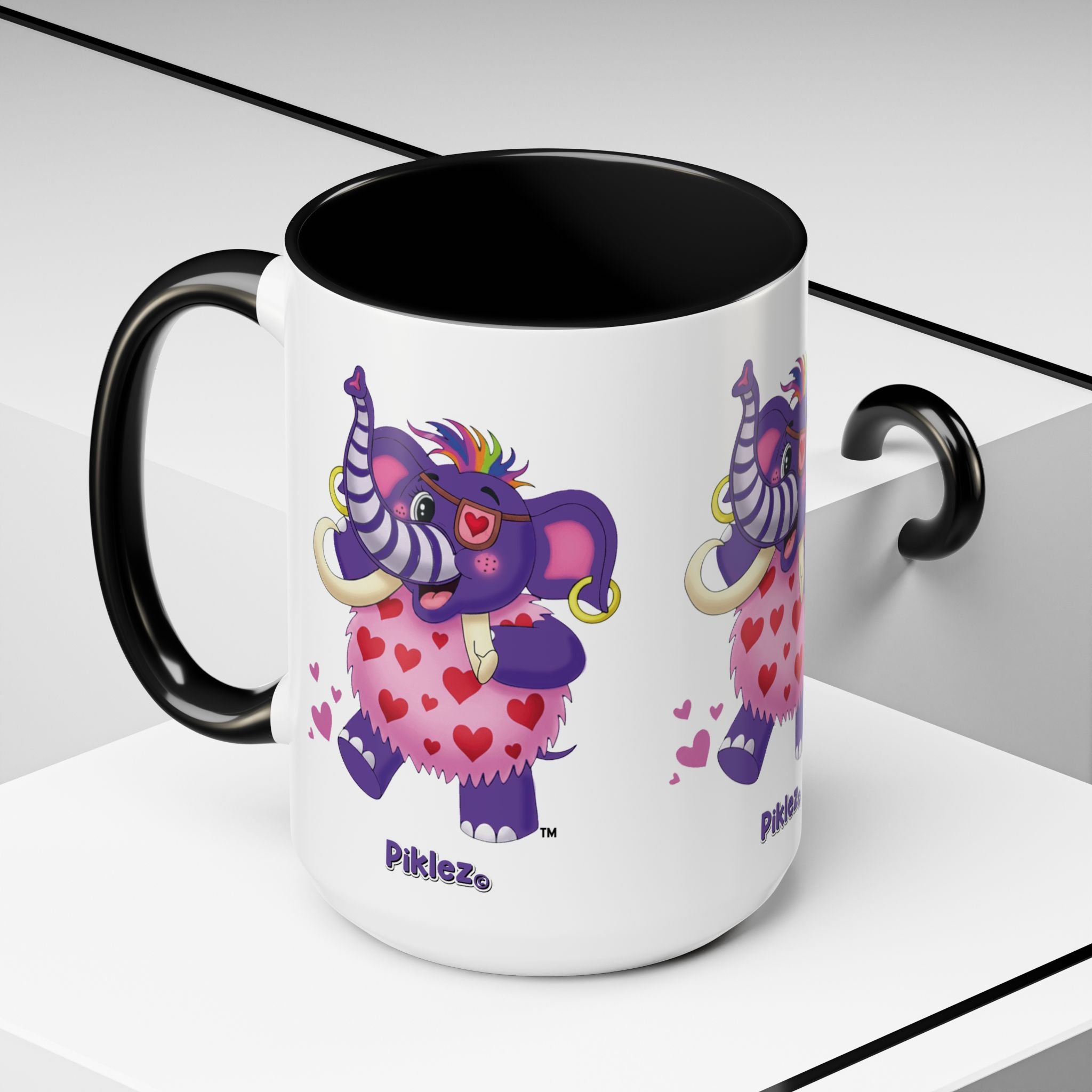 Piklez™ Accent Coffee Mug (11oz & 15oz) – "Full of Love!" Graphic | Smile Universe Collection