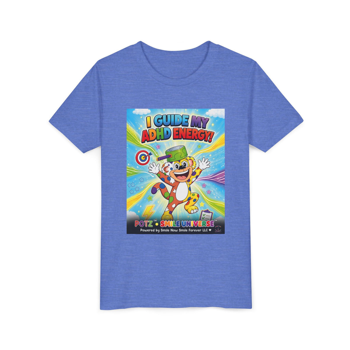 Potz™ Youth Short Sleeve Tee – "I Guide My ADHD Energy!" Graphic Tee | Smile Universe Collection