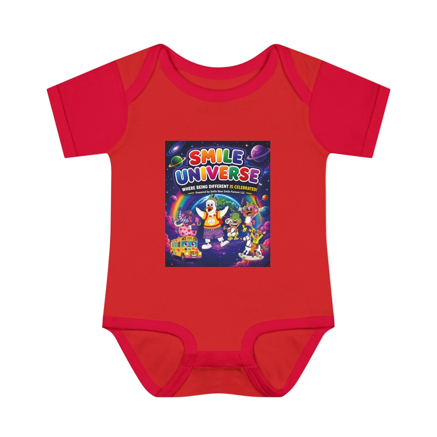 Smile Universe™ Infant Baby Rib Bodysuit – "Where Being Different is CELEBRATED!" Graphic