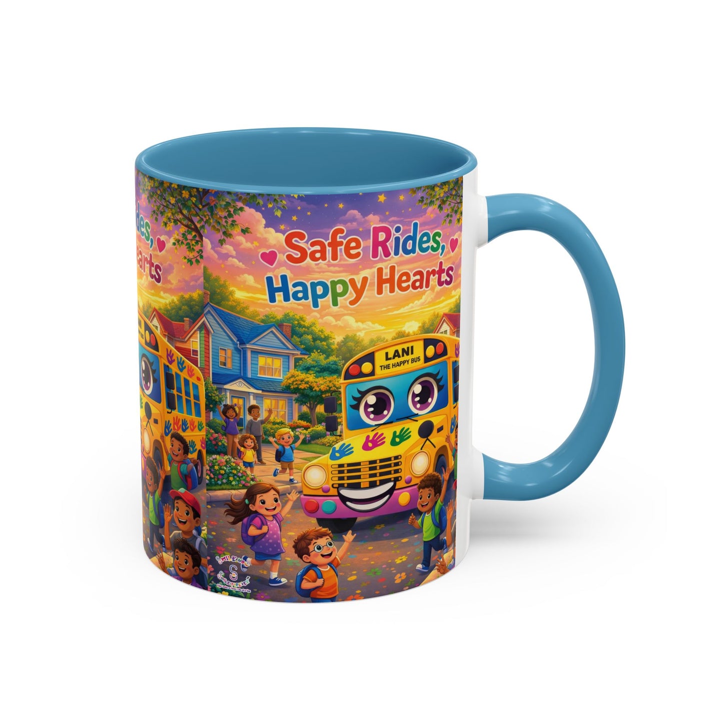 Lani™ Accent Coffee Mug (11oz & 15oz) – "Safe Rides, Happy Hearts" Graphic