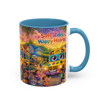 Lani™ Accent Coffee Mug (11oz & 15oz) – "Safe Rides, Happy Hearts" Graphic