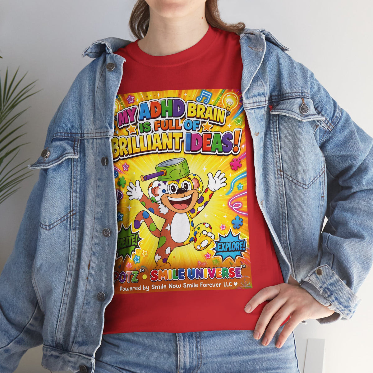 Potz™ Unisex Heavy Cotton™ Tee – "My ADHD Brain is Full of Brilliant Ideas!" Graphic Tee | Smile Universe Collection