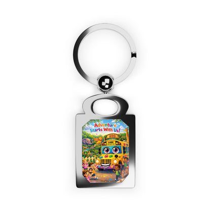 Lani™ Rectangle Photo Keyring – "Adventure Starts With Us!" Graphic