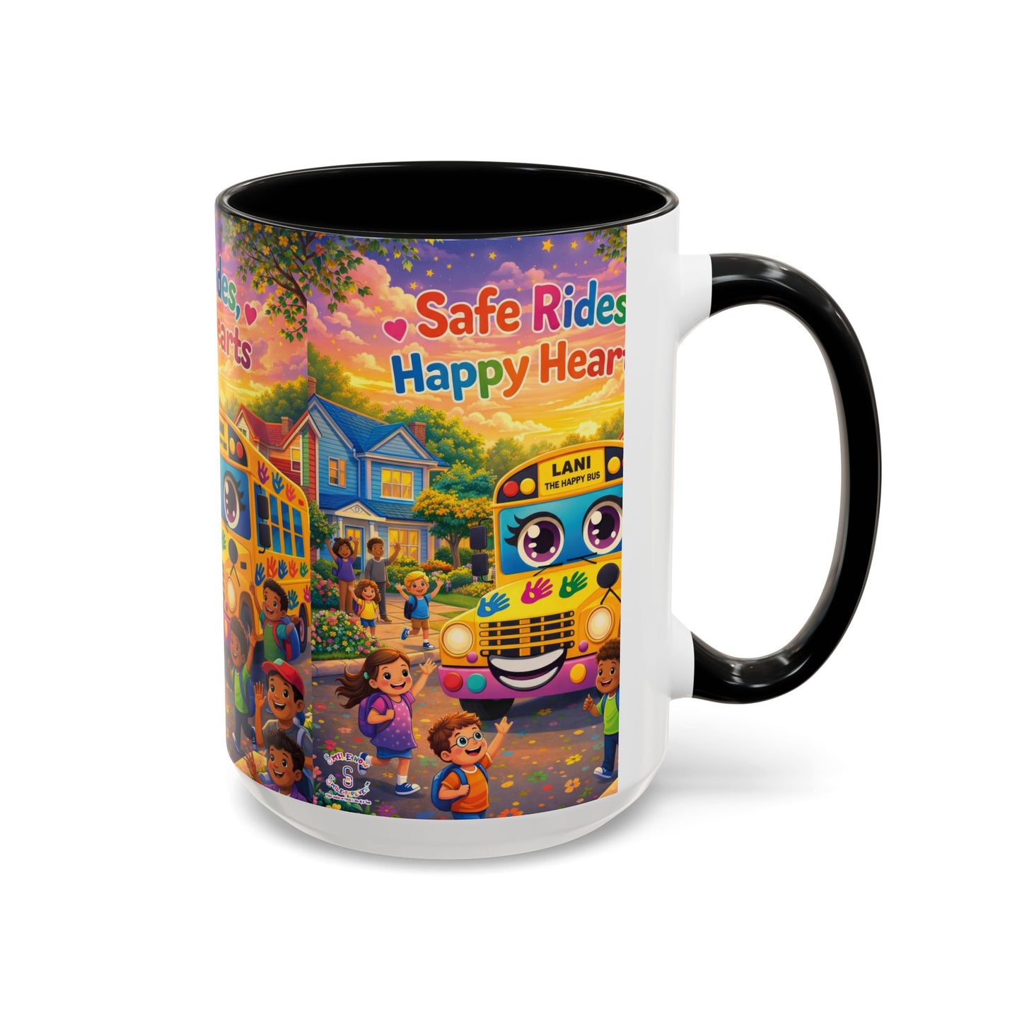 Lani™ Accent Coffee Mug (11oz & 15oz) – "Safe Rides, Happy Hearts" Graphic
