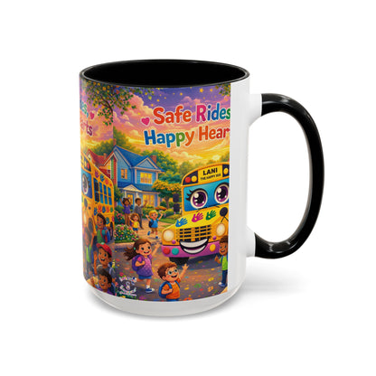 Lani™ Accent Coffee Mug (11oz & 15oz) – "Safe Rides, Happy Hearts" Graphic