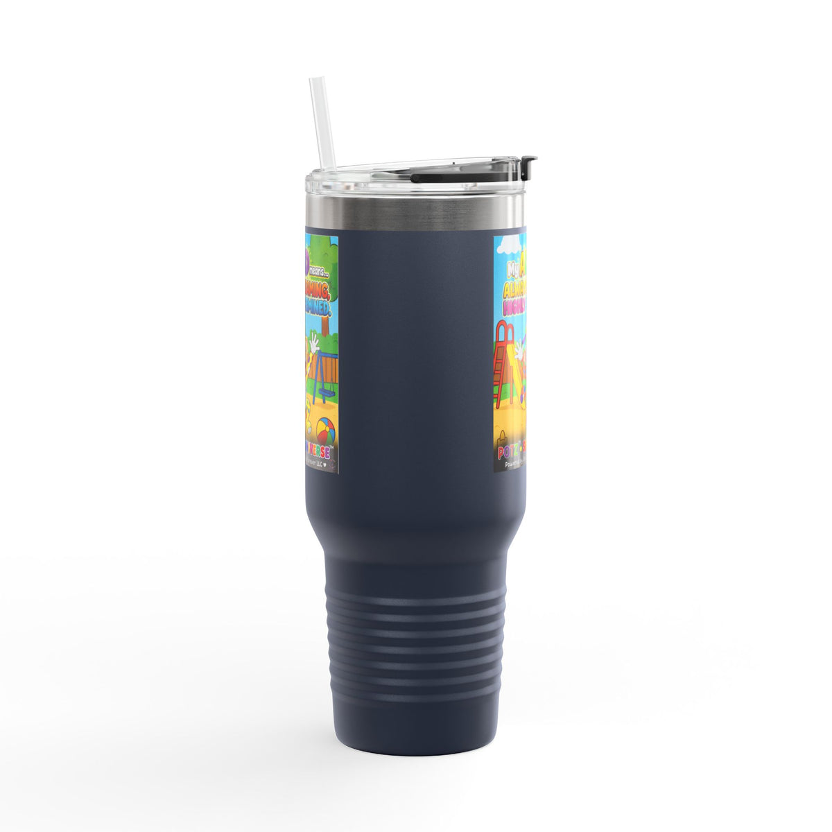 Potz™ Insulated Travel Mug 40oz – "My ADHD Means Always Dreaming, Highly Determined" Graphic Tumbler | Smile Universe Collection