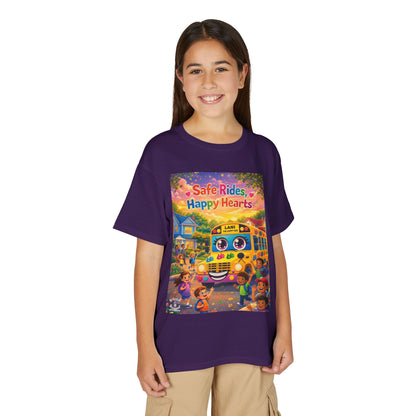 Lani™ Youth DryBlend® T-Shirt – "Safe Rides, Happy Hearts" Graphic