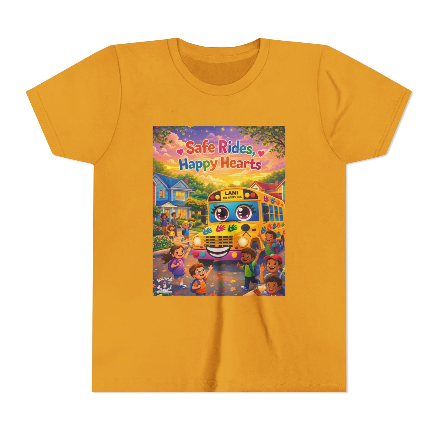 Lani™ Youth Short Sleeve Tee – "Safe Rides, Happy Hearts" Graphic