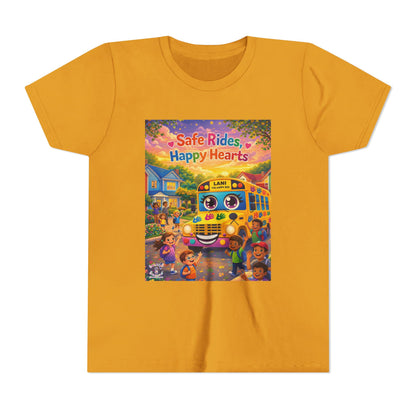 Lani™ Youth Short Sleeve Tee – "Safe Rides, Happy Hearts" Graphic