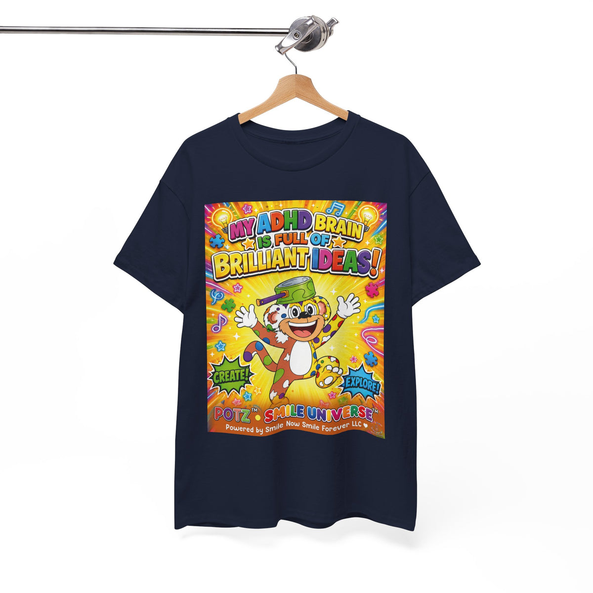 Potz™ Unisex Heavy Cotton™ Tee – "My ADHD Brain is Full of Brilliant Ideas!" Graphic Tee | Smile Universe Collection