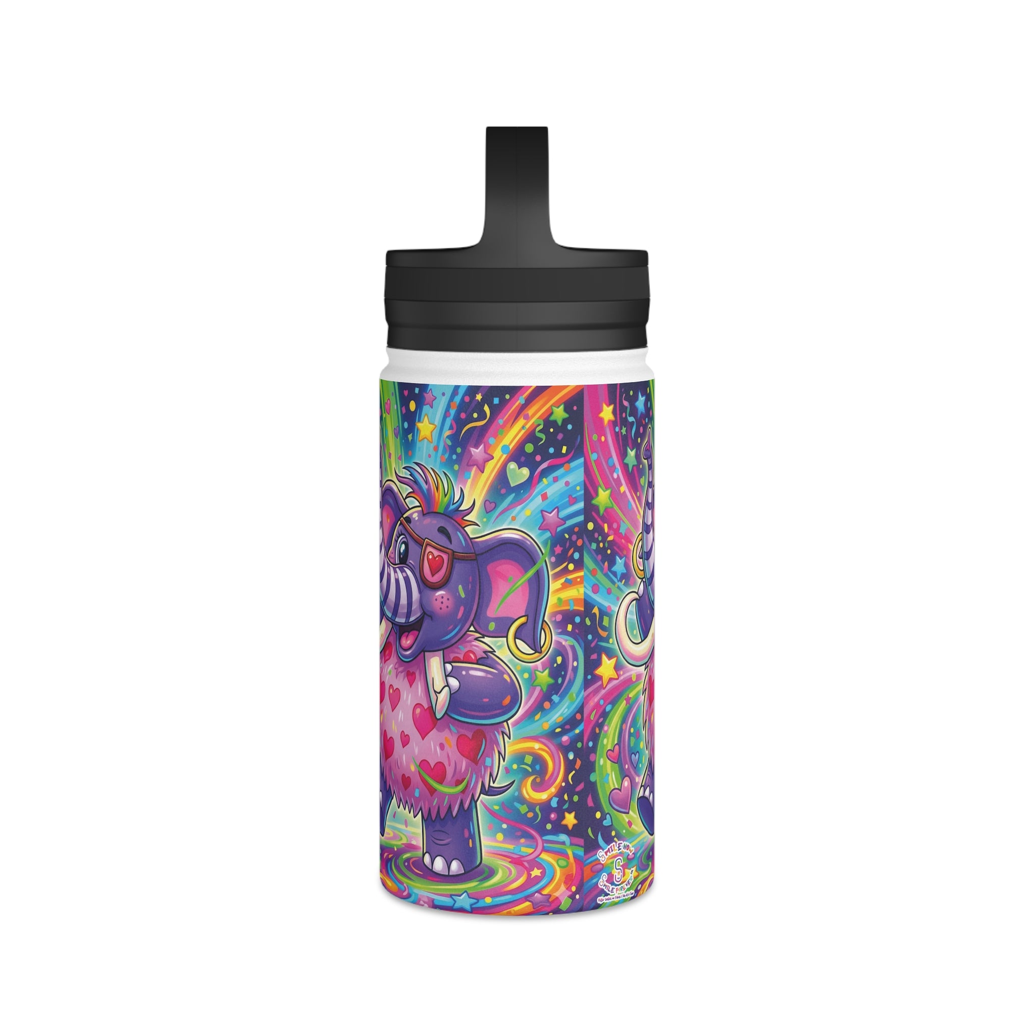 Piklez™ Stainless Steel Water Bottle with Handle Lid – "Born to Celebrate!" Graphic | Smile Universe Collection
