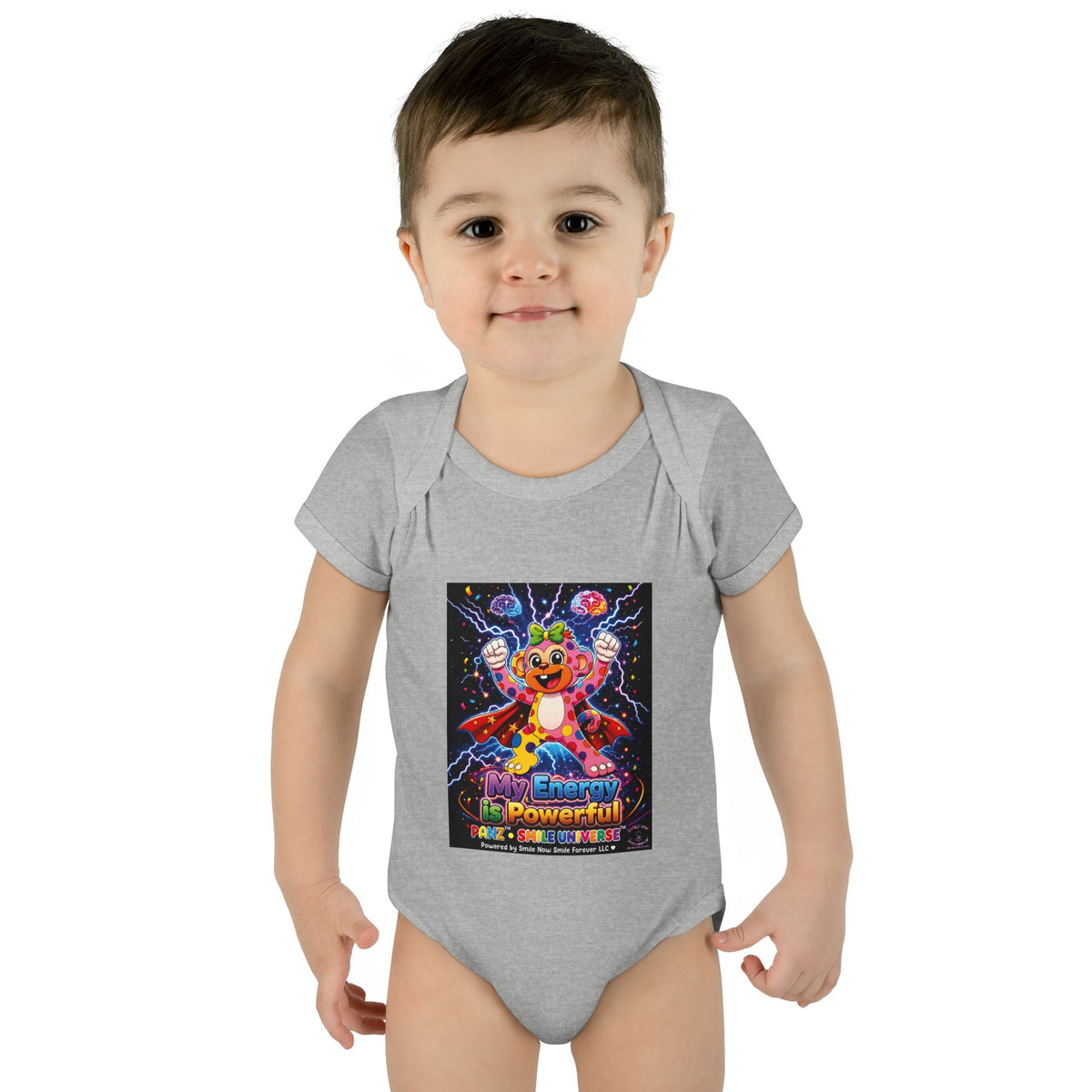 Panz™ Infant Baby Rib Bodysuit – "My Energy is Powerful" Graphic Onesie | Smile Universe Collection