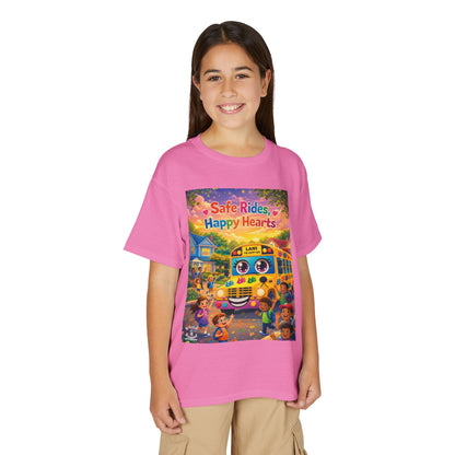 Lani™ Youth DryBlend® T-Shirt – "Safe Rides, Happy Hearts" Graphic