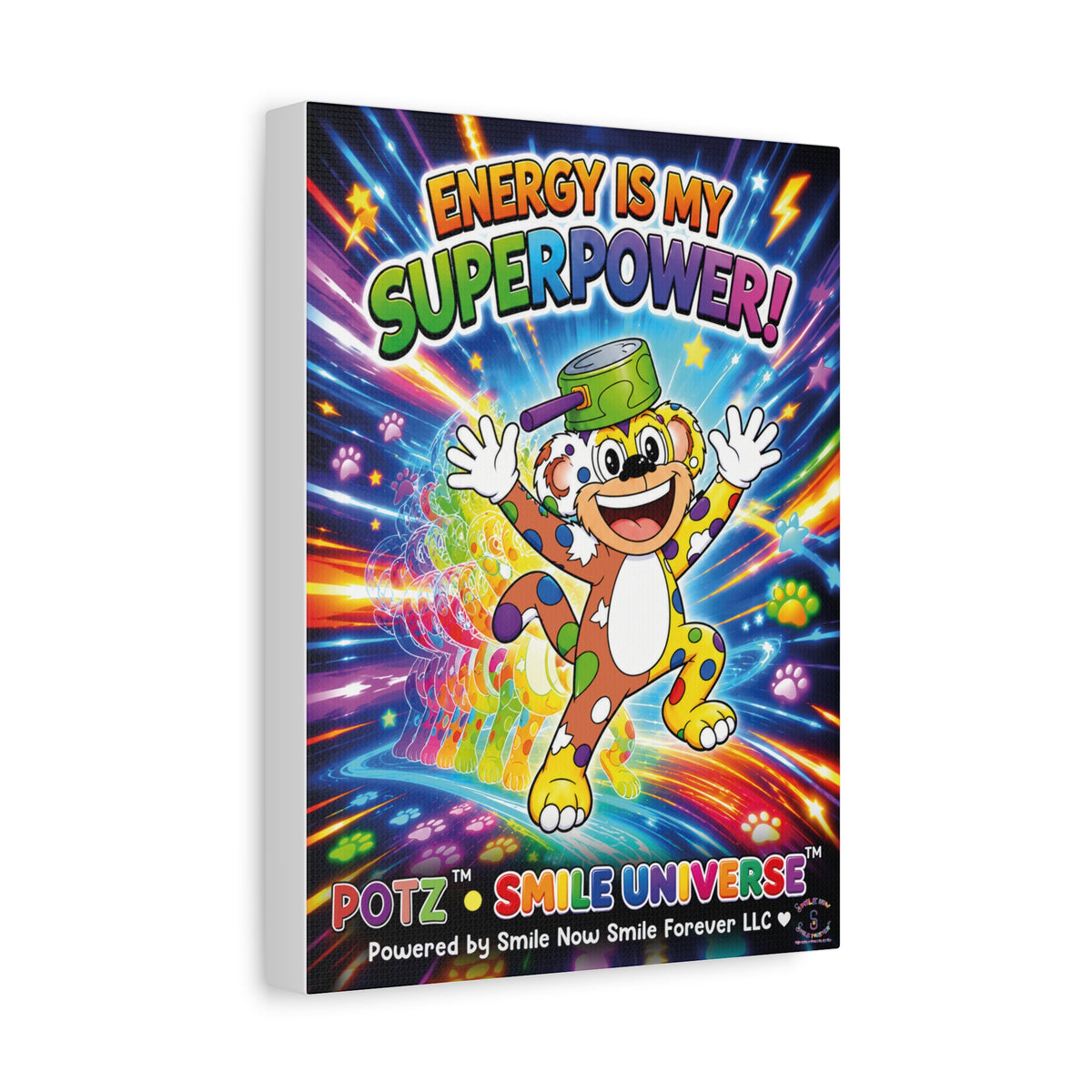 Potz™ Matte Canvas, Stretched 1.25" – "Energy is My Superpower!" Graphic Wall Art | Smile Universe Collection