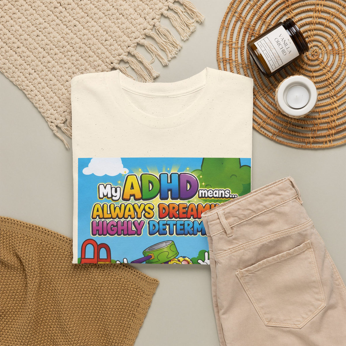 Potz™ Unisex Heavy Cotton™ Tee – "My ADHD Means Always Dreaming, Highly Determined" Graphic Tee | Smile Universe Collection