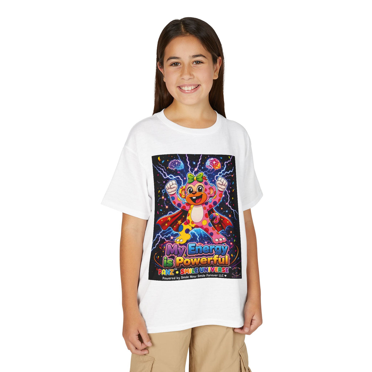 Panz™ Youth DryBlend® T-Shirt – "My Energy is Powerful" Graphic Tee | Smile Universe Collection