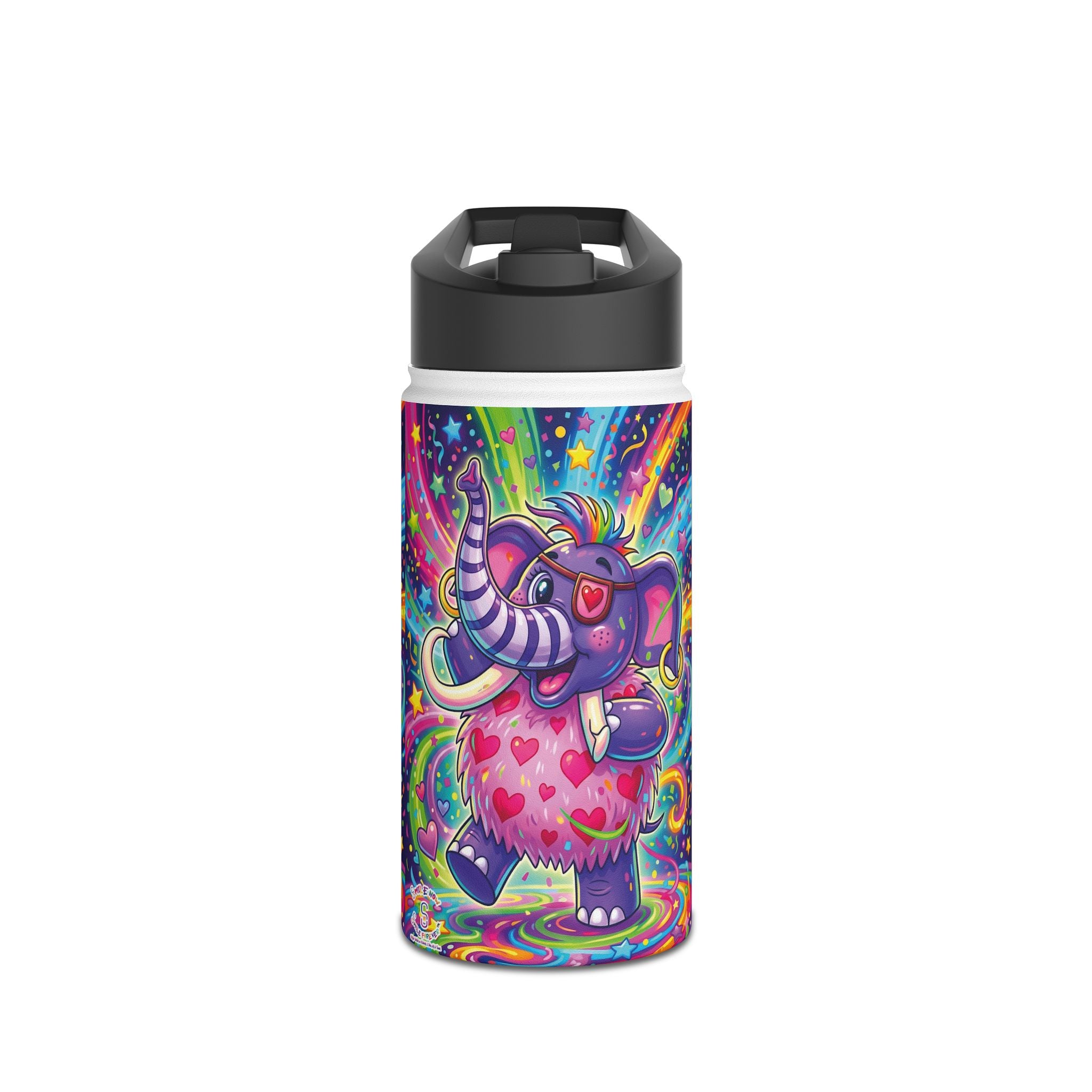 Piklez™ Stainless Steel Water Bottle with Standard Lid – "Born to Celebrate!" Graphic | Smile Universe Collection