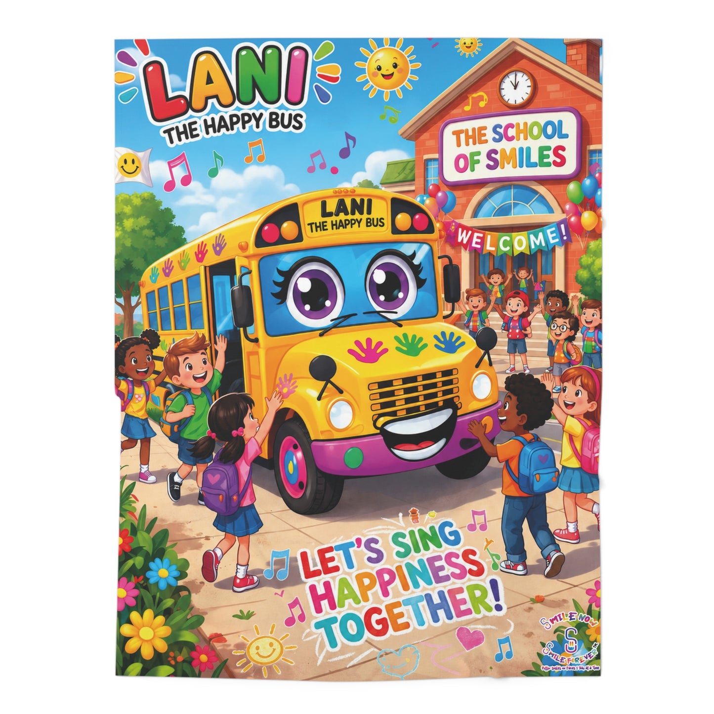 Lani™ Baby Swaddle Blanket – "Let's Sing Happiness Together!" Graphic