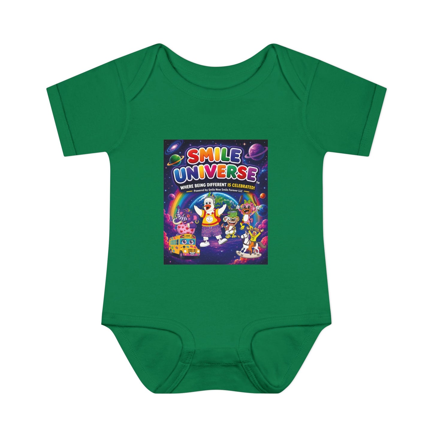 Smile Universe™ Infant Baby Rib Bodysuit – "Where Being Different is CELEBRATED!" Graphic