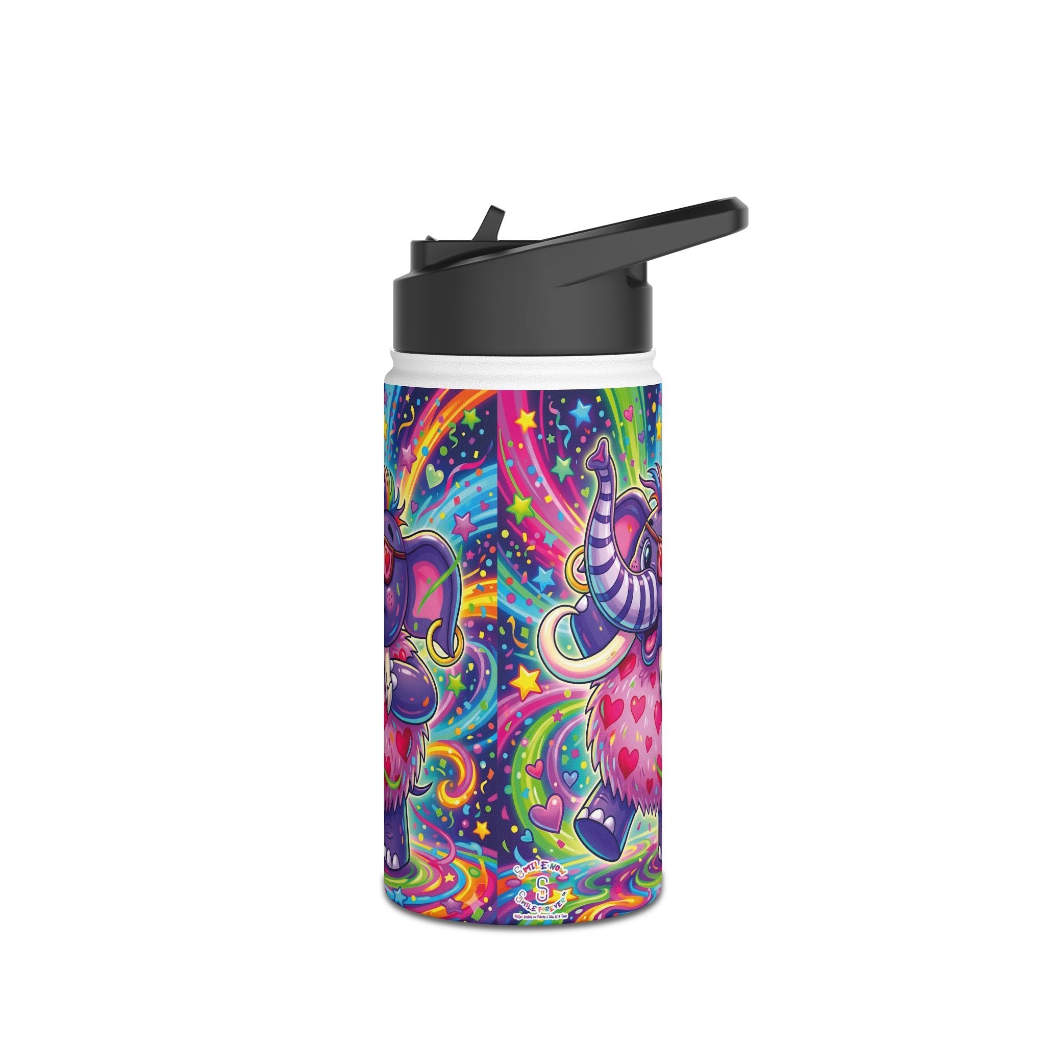 Piklez™ Stainless Steel Water Bottle with Standard Lid – "Born to Celebrate!" Graphic | Smile Universe Collection