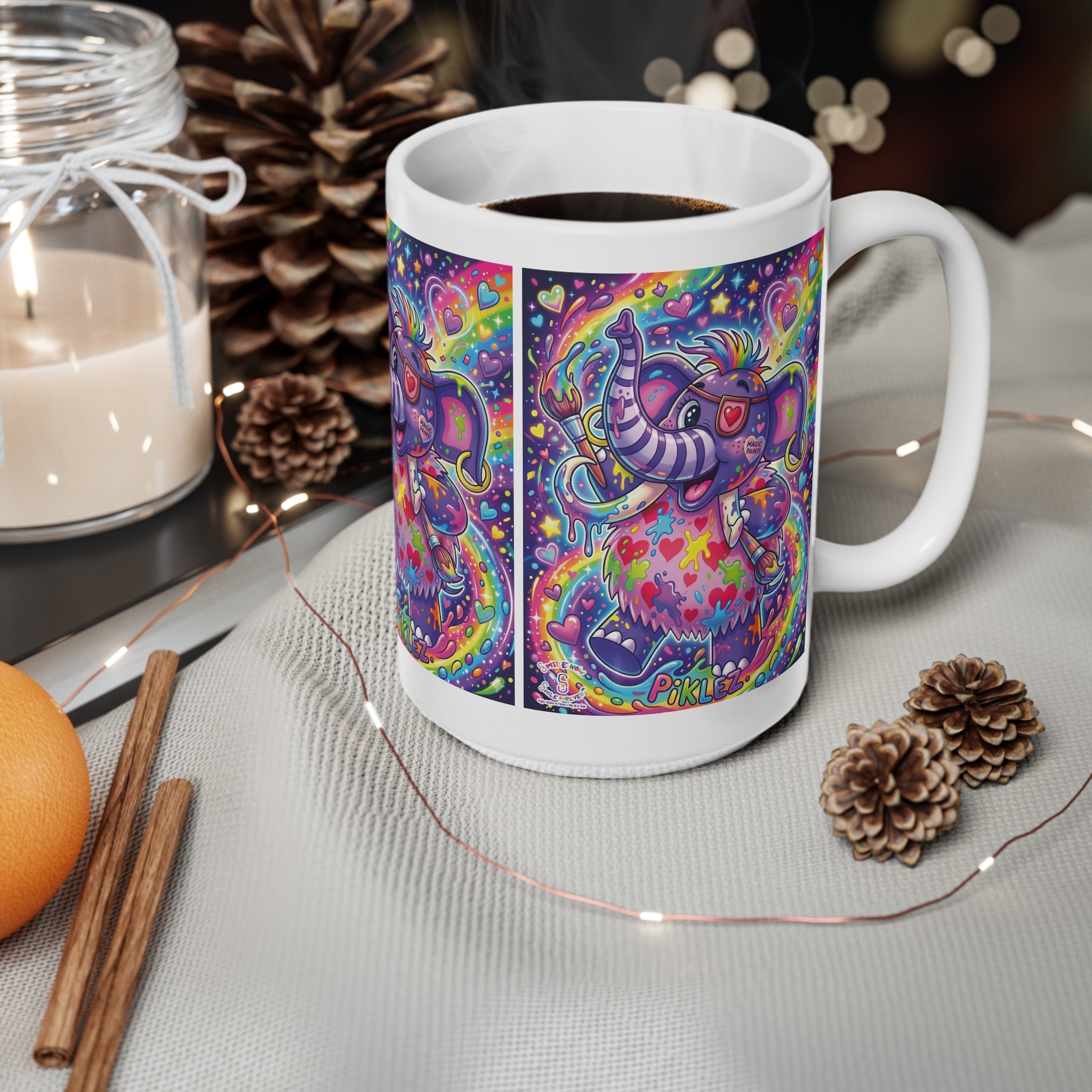 Piklez™ 12oz Ceramic Coffee Cup – "Magic Paint!" Graphic | Smile Universe Collection