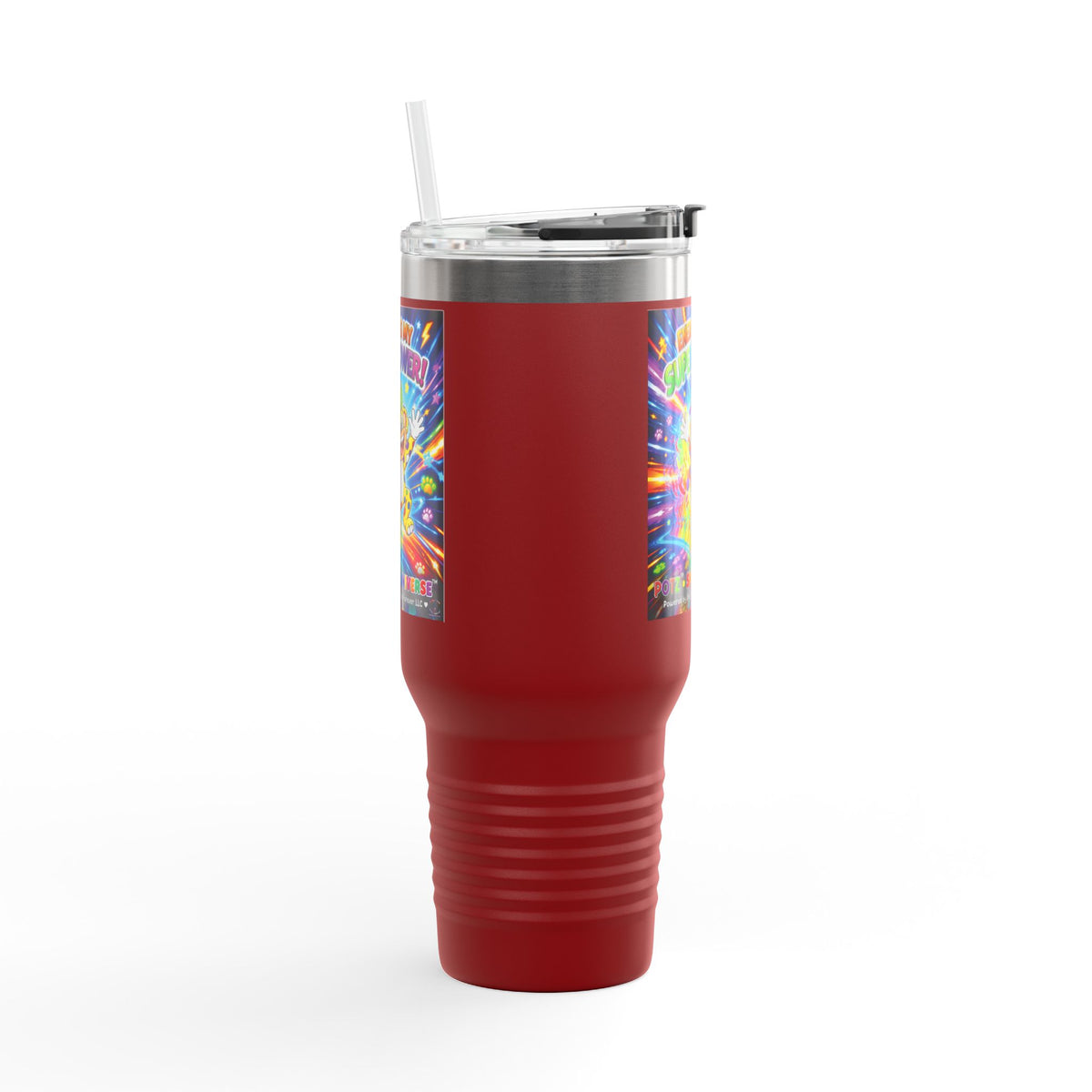 Potz™ Insulated Travel Mug 40oz – "Energy is My Superpower!" Graphic Tumbler | Smile Universe Collection