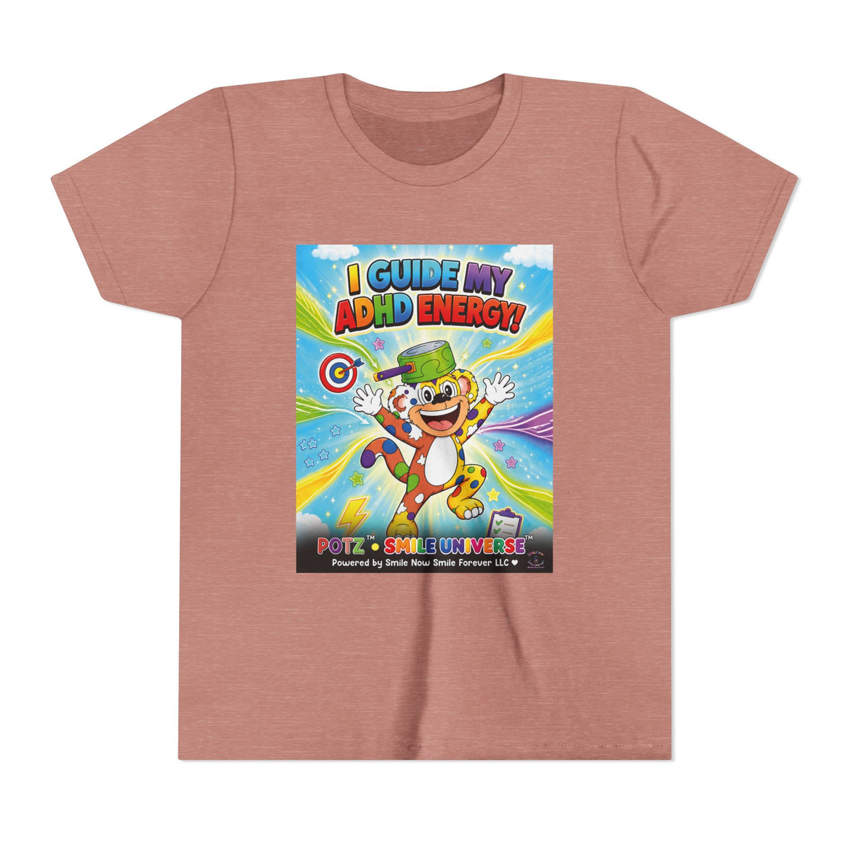 Potz™ Youth Short Sleeve Tee – "I Guide My ADHD Energy!" Graphic Tee | Smile Universe Collection