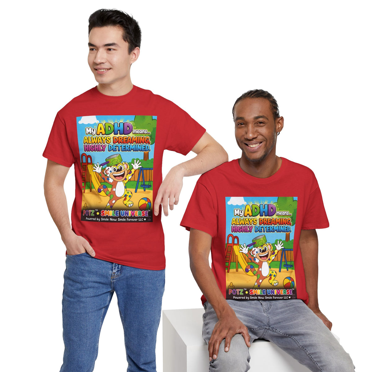 Potz™ Unisex Heavy Cotton™ Tee – "My ADHD Means Always Dreaming, Highly Determined" Graphic Tee | Smile Universe Collection