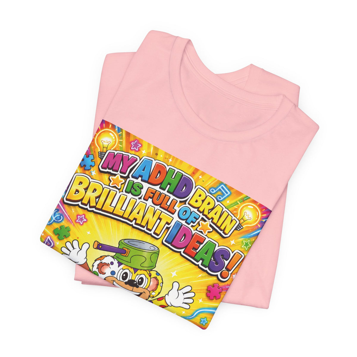 Potz™ Unisex Jersey Short Sleeve Tee – "My ADHD Brain is Full of Brilliant Ideas!" Graphic Tee | Smile Universe Collection